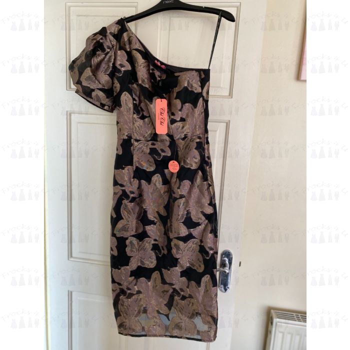 BNWT CHI CHI LONDON LADIES BLACK GOLD EMBROIDED DRESS SIZE 6
