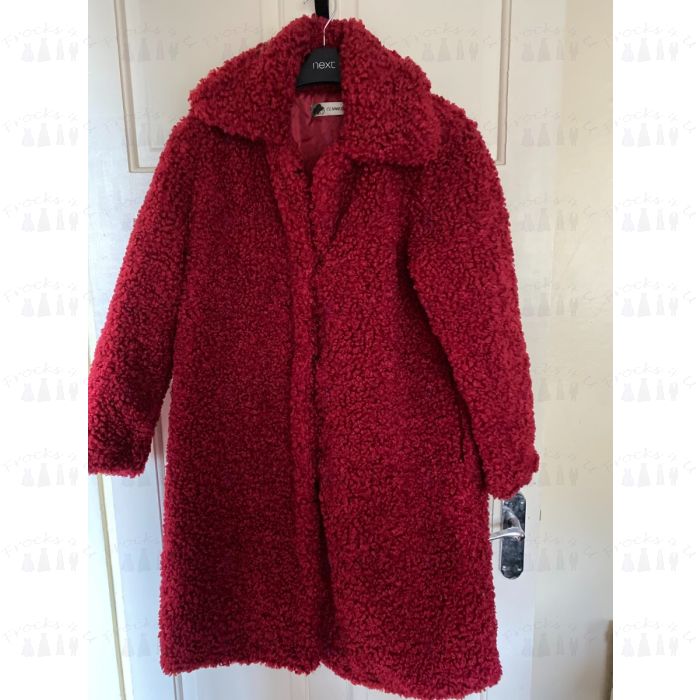 CLMMEIYUAN LADIES RED LONG FAUX COAT SIZE S