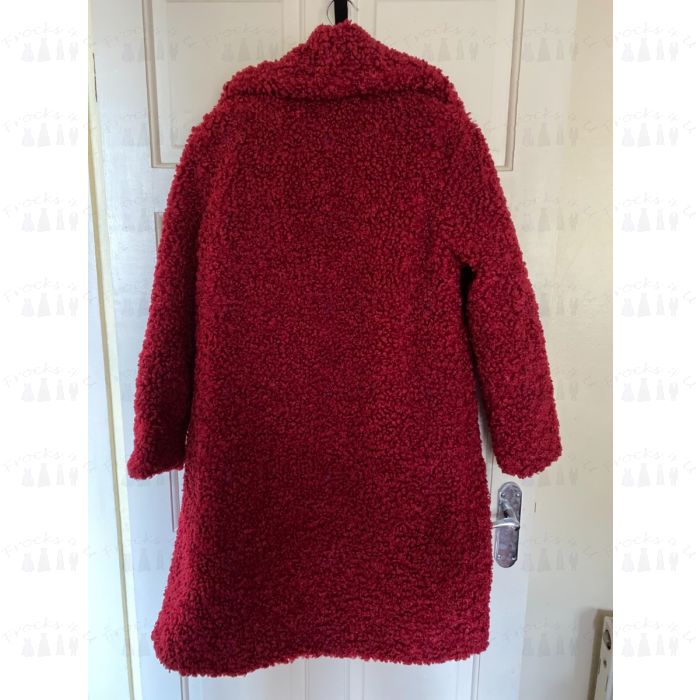 CLMMEIYUAN LADIES RED LONG FAUX COAT SIZE S