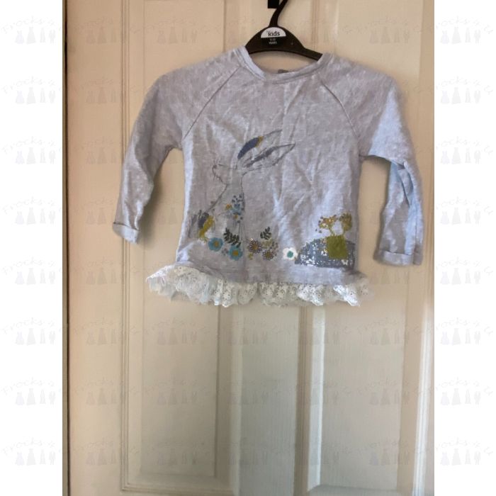 NEXT GIRLS BUNNY GREY LONG SLEEVE TOP AGE 3-4 YEARS